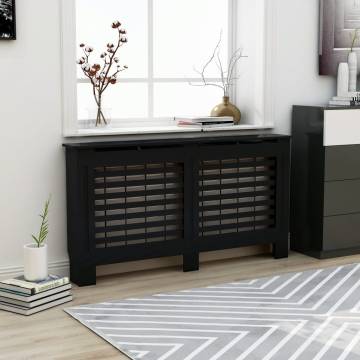 Stylish Black Radiator Cover MDF 152x19x81.5 cm | HipoMarket