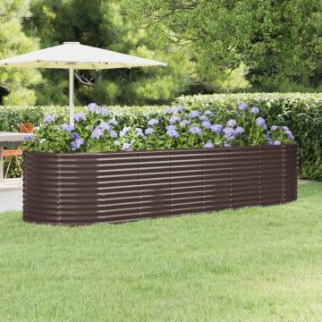 Garden Raised Bed - Powder-coated Steel 322x100x68 cm Brown