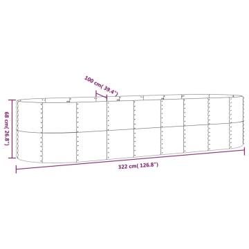 Garden Raised Bed - Powder-coated Steel 322x100x68 cm Brown