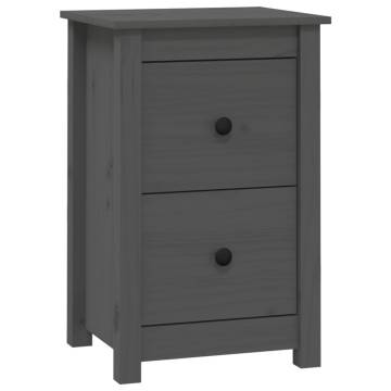 Grey Bedside Cabinet | Solid Pine Wood | 40x35x61.5 cm