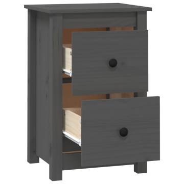 Grey Bedside Cabinet | Solid Pine Wood | 40x35x61.5 cm