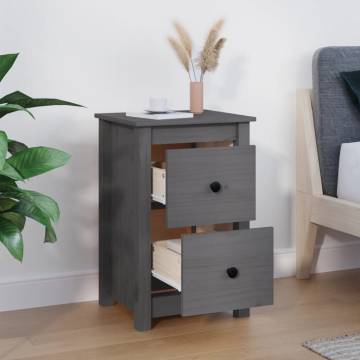 Grey Bedside Cabinet | Solid Pine Wood | 40x35x61.5 cm