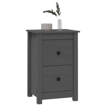 Grey Bedside Cabinet | Solid Pine Wood | 40x35x61.5 cm