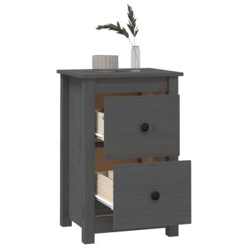 Grey Bedside Cabinet | Solid Pine Wood | 40x35x61.5 cm