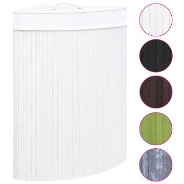 Bamboo Corner Laundry Basket White 60 L | Hipomarket