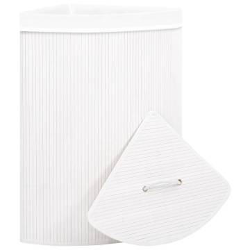 Bamboo Corner Laundry Basket White 60 L | Hipomarket