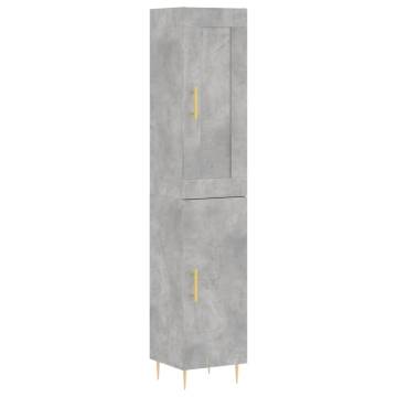 Elegant Highboard Concrete Grey - Engineered Wood 34.5x34x180 cm