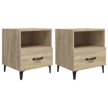 Elegant Sonoma Oak Bedside Cabinets - 2 Pcs | HipoMarket