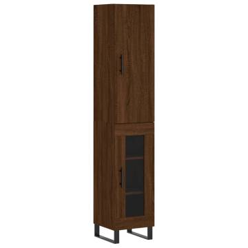 Stylish Highboard Brown Oak | 34.5x34x180 cm | Hipomarket