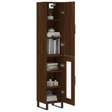 Stylish Highboard Brown Oak | 34.5x34x180 cm | Hipomarket