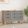 OTTA Brown & Grey Drawer Cabinet - Solid Pine Wood 111x43x73.5cm