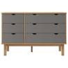 OTTA Brown & Grey Drawer Cabinet - Solid Pine Wood 111x43x73.5cm