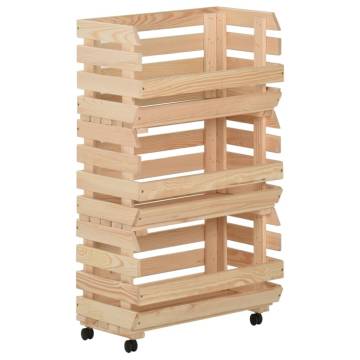 Vegetable Trolley - Solid Pinewood Kitchen Cart 37x30x80 cm