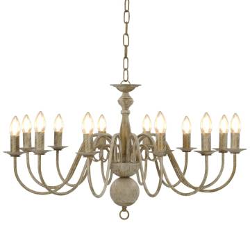 Antique White Chandelier with 12 E14 Bulb Bases