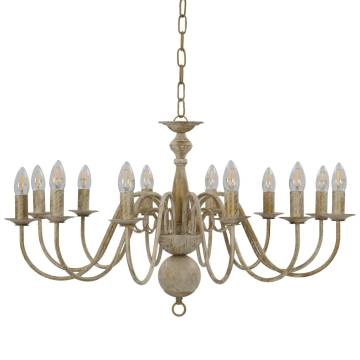 Antique White Chandelier with 12 E14 Bulb Bases