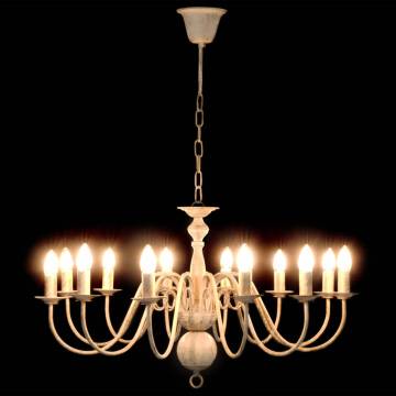 Antique White Chandelier with 12 E14 Bulb Bases