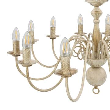 Antique White Chandelier with 12 E14 Bulb Bases