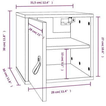 Wall Cabinet White 31.5x30x30 cm - Solid Pine Wood Design