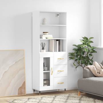 Stylish Highboard White 69.5x34x180 cm - Durable & Elegant