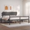 Bed Frame with Headboard Grey 200x200 cm Solid Wood Colour grey Size 200 x 200 cm 