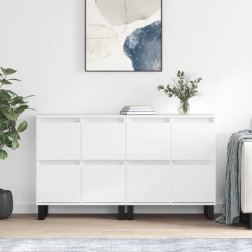 Classic White Engineered Wood Sideboards - 2 pcs Set | HipoMarket