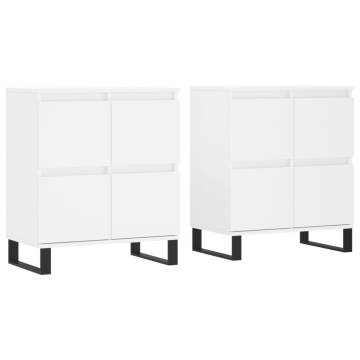 Classic White Engineered Wood Sideboards - 2 pcs Set | HipoMarket