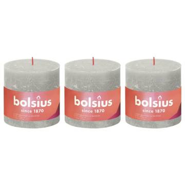 Bolsius Rustic Pillar Candles Shine - Sandy Grey | 3 pcs