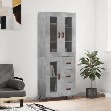 Elegant Highboard in Concrete Grey | Durable Engineered Wood