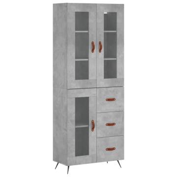 Elegant Highboard in Concrete Grey | Durable Engineered Wood