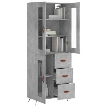 Elegant Highboard in Concrete Grey | Durable Engineered Wood