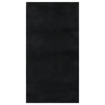 Washable Black Shaggy Rug 80x150 cm - Anti Slip & Soft