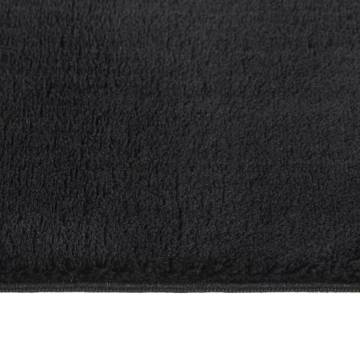 Washable Black Shaggy Rug 80x150 cm - Anti Slip & Soft