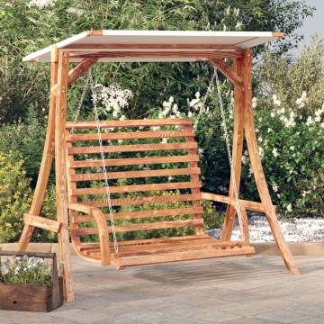 Swing Bench with Canopy | Solid Wood Spruce, Teak Finish