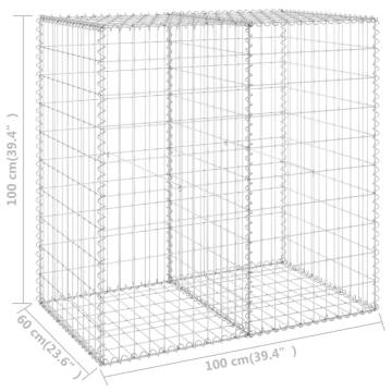 Gabion Wall with Covers - Galvanised Steel 100x60x100 cm