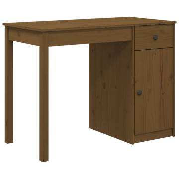 Stylish Honey Brown Solid Wood Desk | 100x50x75 cm | HipoMarket