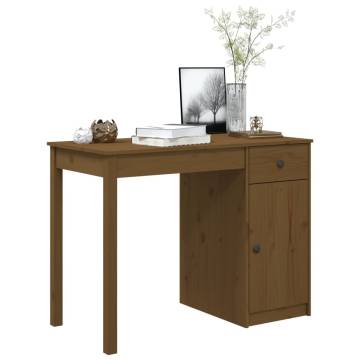 Stylish Honey Brown Solid Wood Desk | 100x50x75 cm | HipoMarket