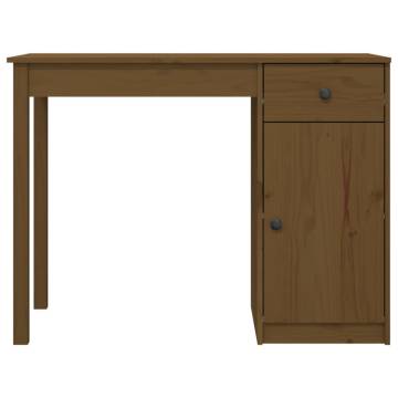 Stylish Honey Brown Solid Wood Desk | 100x50x75 cm | HipoMarket