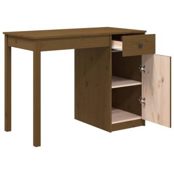 Stylish Honey Brown Solid Wood Desk | 100x50x75 cm | HipoMarket