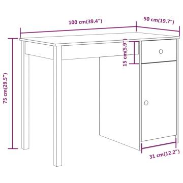 Stylish Honey Brown Solid Wood Desk | 100x50x75 cm | HipoMarket