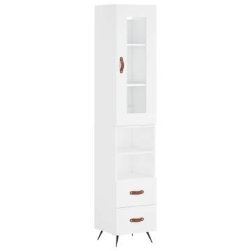 Stylish Highboard White - 34.5x34x180 cm Engineered Wood