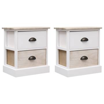 Elegant White & Natural Nightstands - 2 pcs | HipoMarket