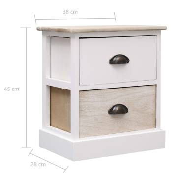 Elegant White & Natural Nightstands - 2 pcs | HipoMarket