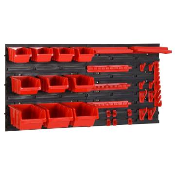 35 Piece Workshop Shelf Set - Red & Black Storage Solution