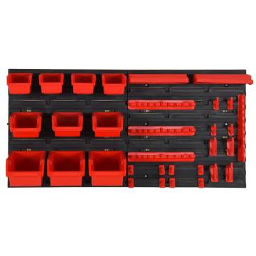 35 Piece Workshop Shelf Set - Red & Black Storage Solution