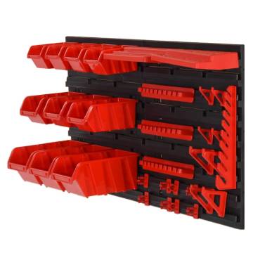 35 Piece Workshop Shelf Set - Red & Black Storage Solution