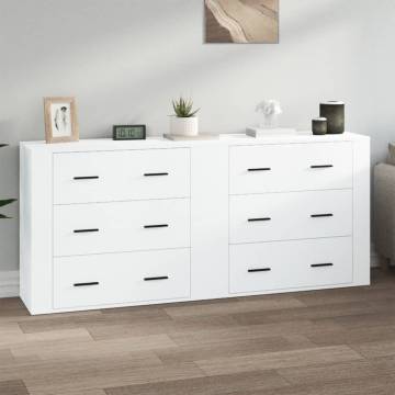 Stylish 2 pcs White Engineered Wood Sideboards for Your Home