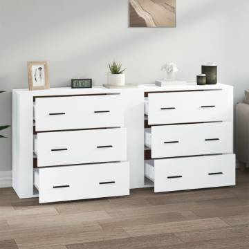 Stylish 2 pcs White Engineered Wood Sideboards for Your Home