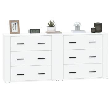 Stylish 2 pcs White Engineered Wood Sideboards for Your Home