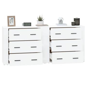 Stylish 2 pcs White Engineered Wood Sideboards for Your Home