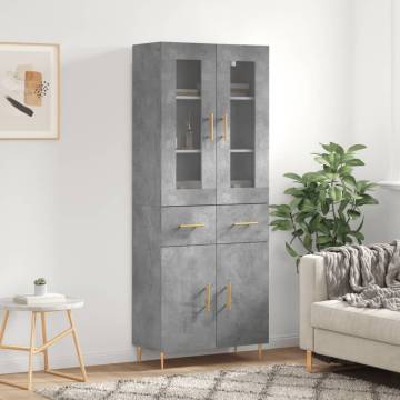 Stylish Highboard Concrete Grey - Ample Storage & Durable Design